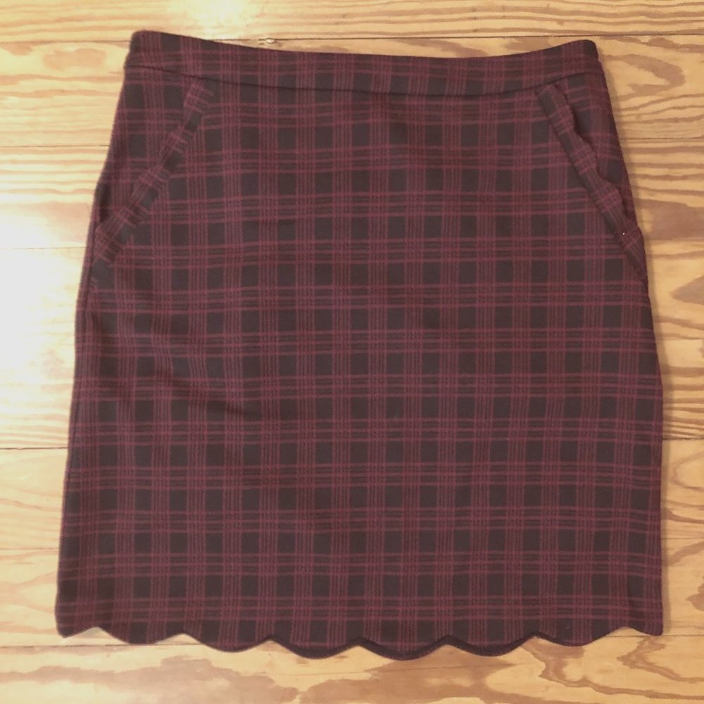 Skies Are Blue Dark Red Plaid Mini Skirt